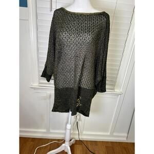 Baby Phat Black and Gold Sheer Knit Sweater with Embroidered Detail 2X